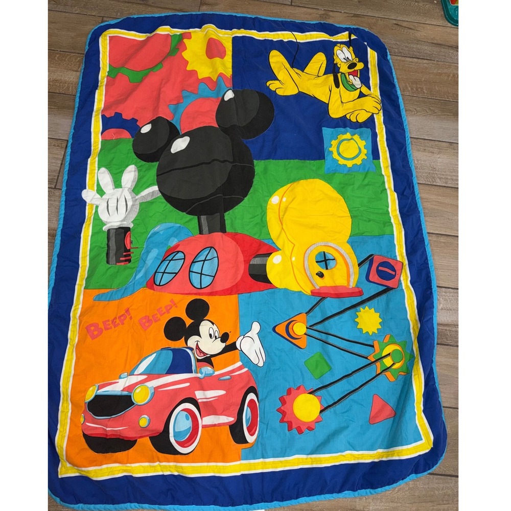 VtgDisney Mickey Mouse Clubhouse Reversible Quilted Blanket Toddler Throw
